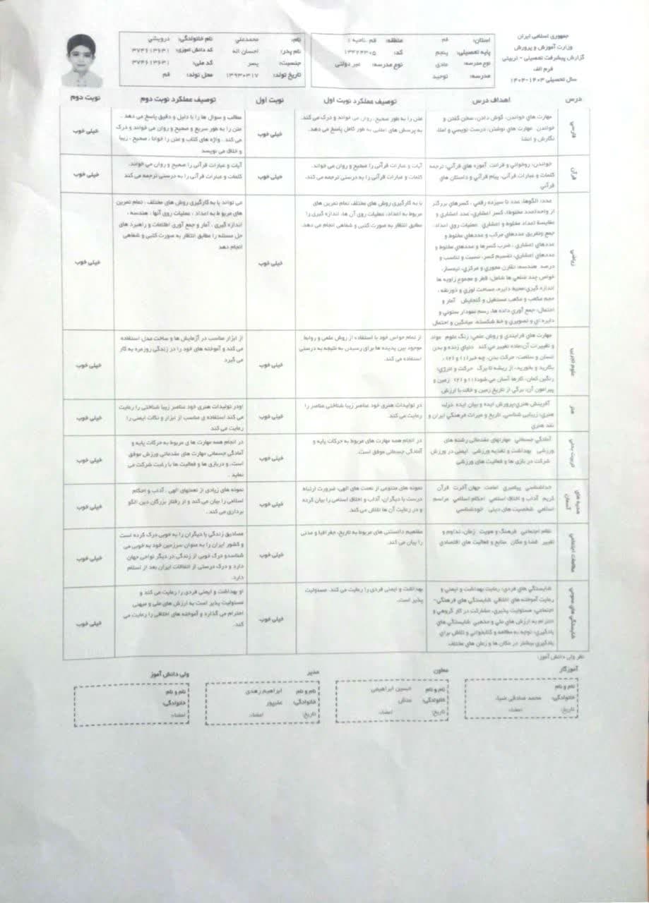 کارنامه سال قبل