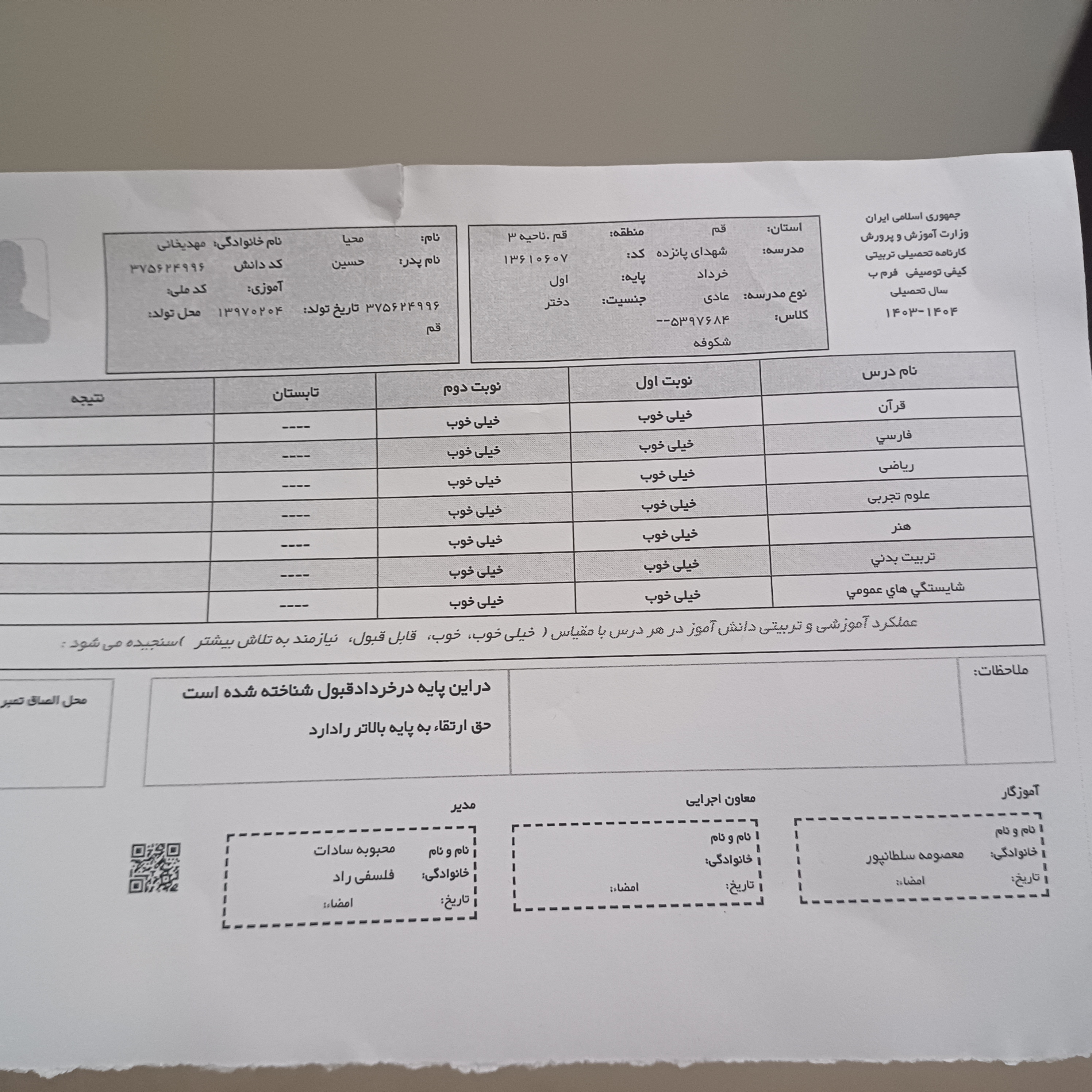 کارنامه سال قبل